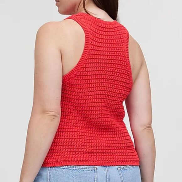NWT Madewell Crochet Knit Crewneck Sweater Tank Red Size S Grandma Fitted Retro - Picture 11 of 11